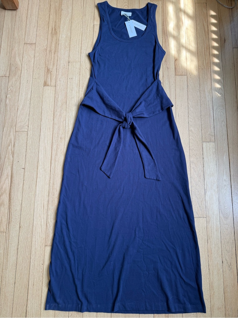 L SPACE Sleeveless Navy Tie-Waist Maxi Dress Size Small NWT